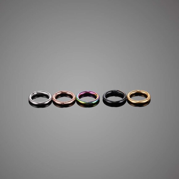 Set of 5 Stainless Steel Hinged Segment Hoop Nose Rings for Women & Men, Mixed C - Picture 6 of 6